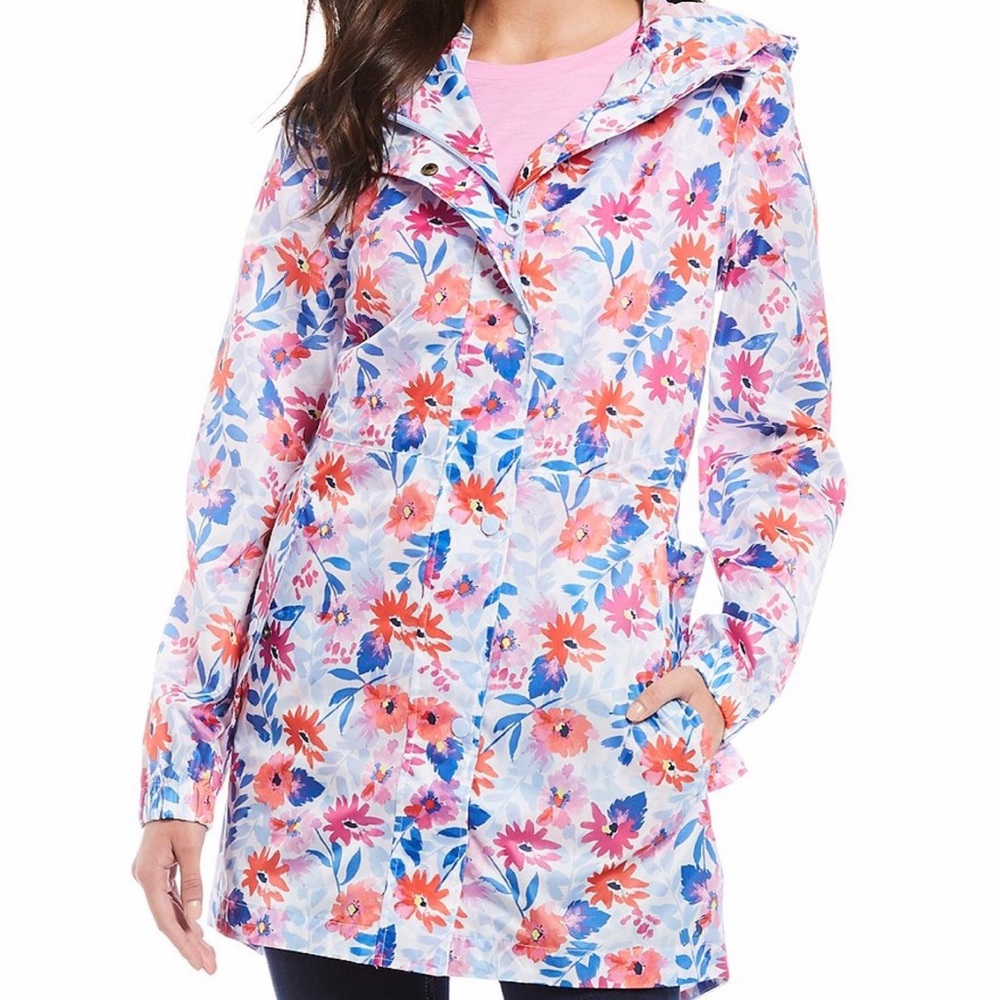 Joules Go Lightly Floral Print Rain Jacket•NWT